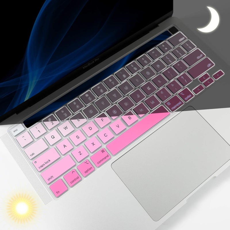 Allinside Keyboard Cover Skin for 2020 MacBook Pro 13 inch A2338 M1 A2251 A2289 and 2019 MacBook Pro 16 inch A2141 with Touch Bar & Touch ID, Ombre Pink - Image 3